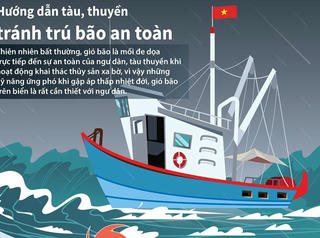 [Infographics] Hướng dẫn tàu, thuyền tránh trú bão an toàn