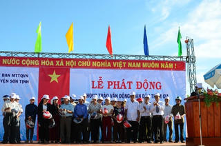 MTTQ huyện Sơn Tịnh phát động thi đua đảm bảo trật tự ATGT năm 2016