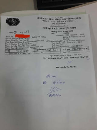 Thanh niên nghi mắc Covid-19 có kết quả âm tính với SARS-CoV-2
