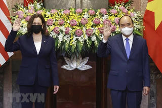[Ảnh] Chủ tịch nước tiếp Phó Tổng thống Hoa Kỳ Kamala Harris