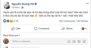 Facebook của cầu thủ Quang Hải bị hacker xâm nhập