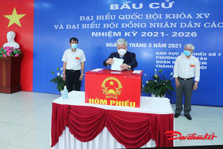 Hình ảnh tại khu vực bỏ phiếu số 7, phường Xuân Tảo, quận Bắc Từ Liêm