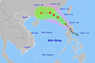 Xuất hiện áp thấp nhiệt đới trên biển Đông giật cấp 9