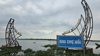 Chợ nổi Ngư Mỹ Thạnh bị lục bình 'bủa vây' sau bão số 12