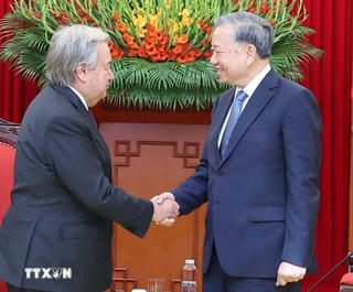 Tổng Bí thư Tô Lâm tiếp Tổng Thư ký Liên hợp quốc António Guterres