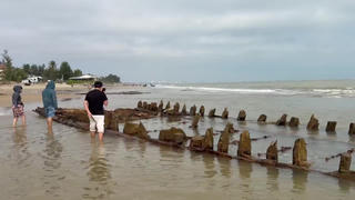 Đà Nẵng: Phát lộ chiếc tàu cổ ở vùng biển Hội An