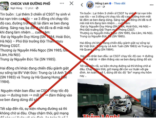 Hà Nội: Bác bỏ thông tin "thêm 3 chiến sĩ CSGT hy sinh trên cao tốc"