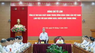 Tổng Bí thư Tô Lâm làm việc với Ban Chính sách, chiến lược Trung ương
