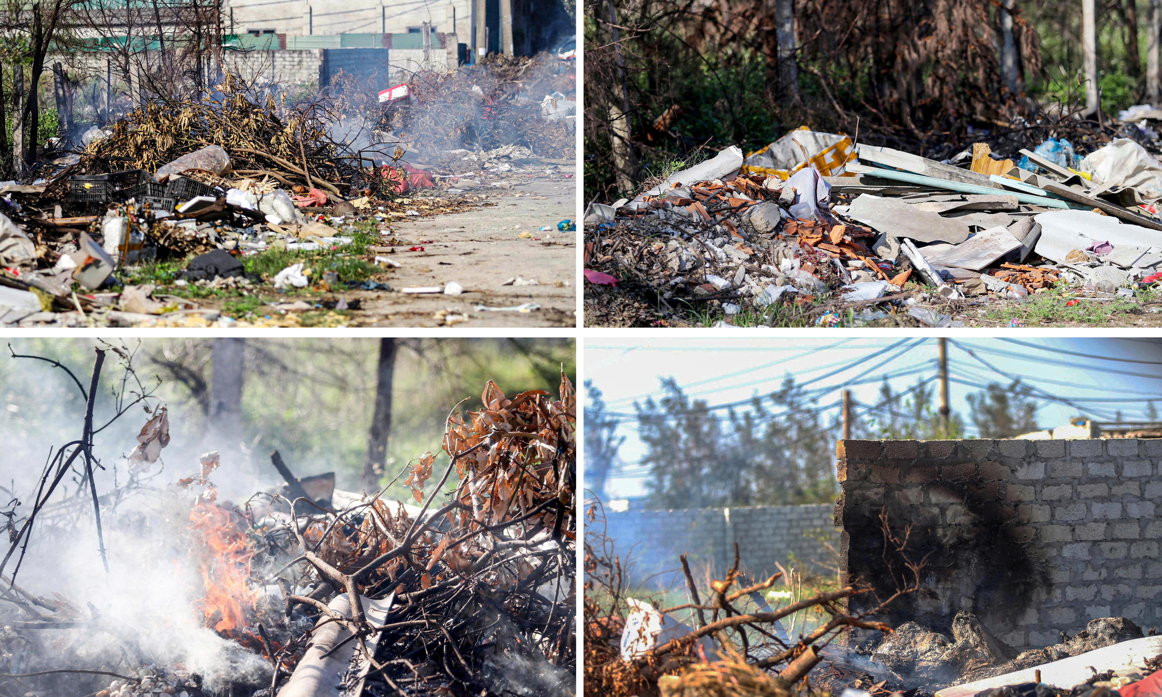 Dọc tuyến đường quanh cụm công nghiệp bị rác thải bao vây, gây ô nhiễm nghiêm trọng. Ảnh: Cẩm Kỳ