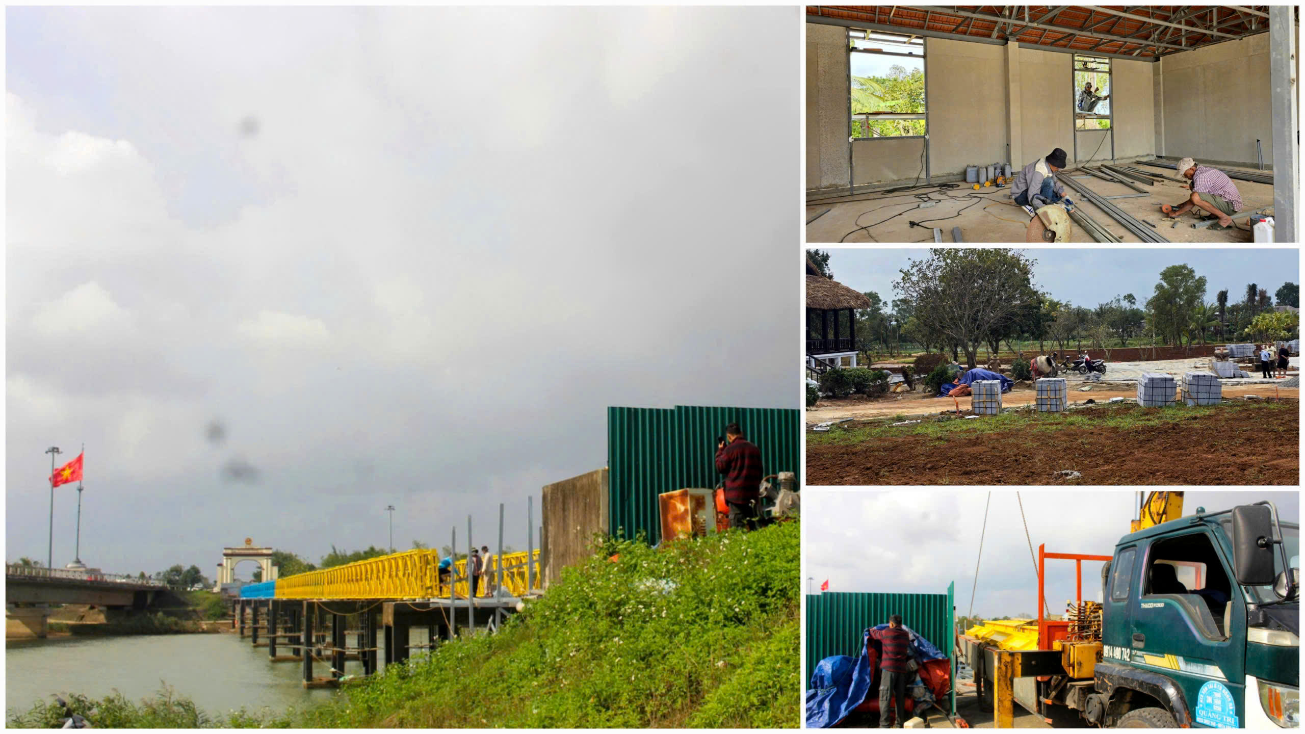 Những ngày đầu tháng 1/2026, các hạng mục thuộc dự án Công viên thống nhất tại khu di tích Quốc gia đặc biệt đôi bờ Hiền Lương - Bến Hải (tỉnh Quảng Trị) đang được nhà thầu gấp rút thi công. Ảnh: DL.