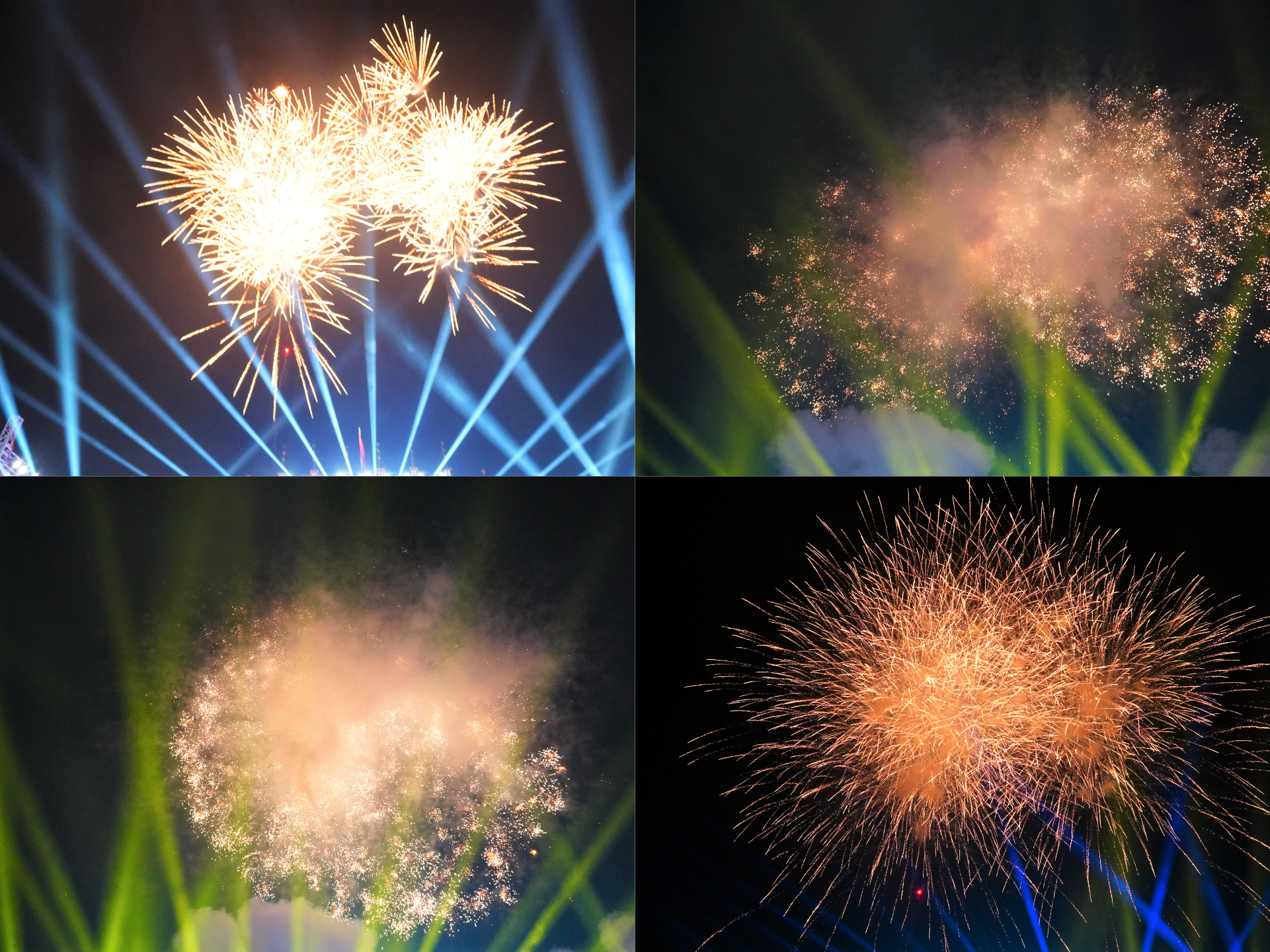 Những màn pháo hoa rực rỡ trên bầu trời tại Quảng trường Phạm Văn Đồng. Ảnh: Tấn Thành.