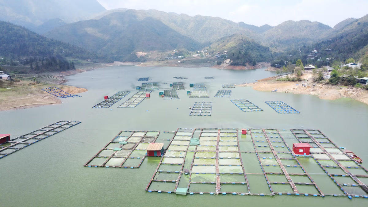 Hồ Séo Mý Tỷ vốn được mệnh danh là "Viên ngọc xanh" giữa đại ngàn Tây Bắc. Nhờ vẻ đẹp nguyên sơ, hùng vĩ đã thu hút được nhiều du khách đến thăm quan, thưởng lãm, đời sống người dân cũng nhờ đó được nâng cao. Ảnh: Đức Sơn.
